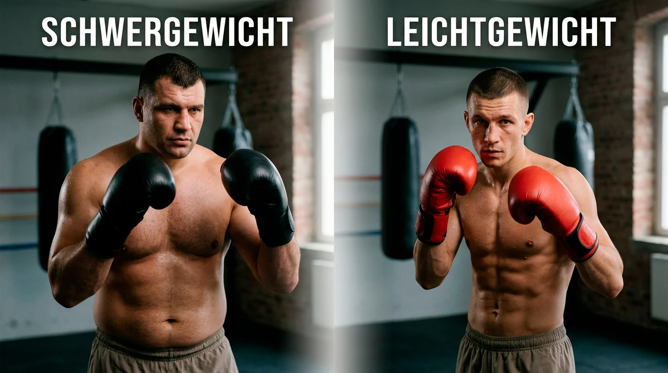 Zwei Boxer verschiedener Gewichtsklassen im Vergleich - Schwergewicht und Leichtgewicht