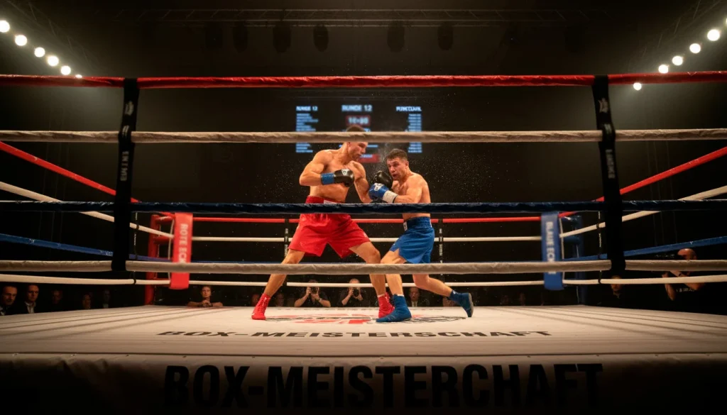 Nahaufnahme eines Knockdowns im Boxring während eines Kampfes