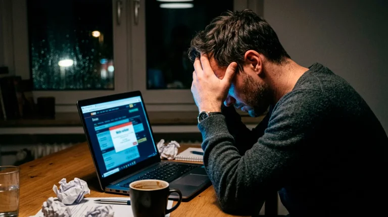 Frustrierter Wetter vor einem Laptop mit Wettseite
