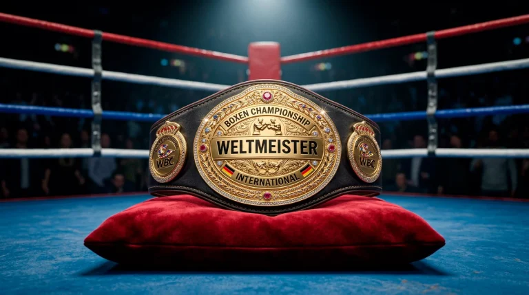 Boxring mit Weltmeistergürtel der großen Verbände