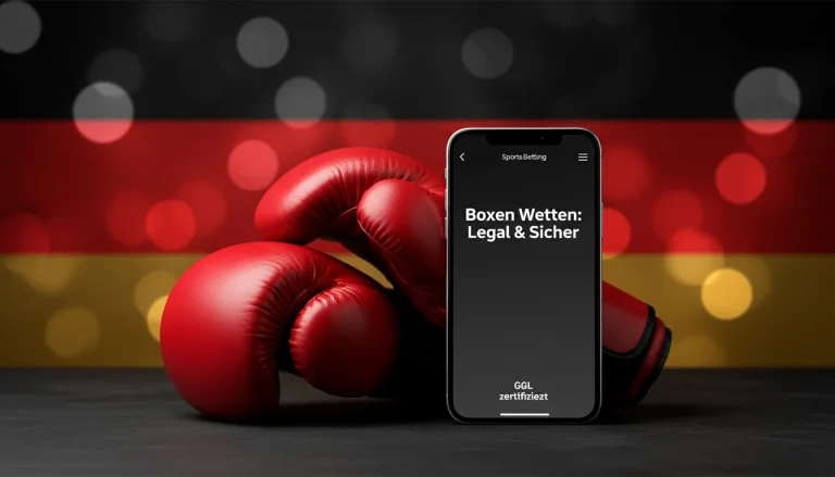 Deutsche Flagge und Boxhandschuhe als Symbol für legale Sportwetten