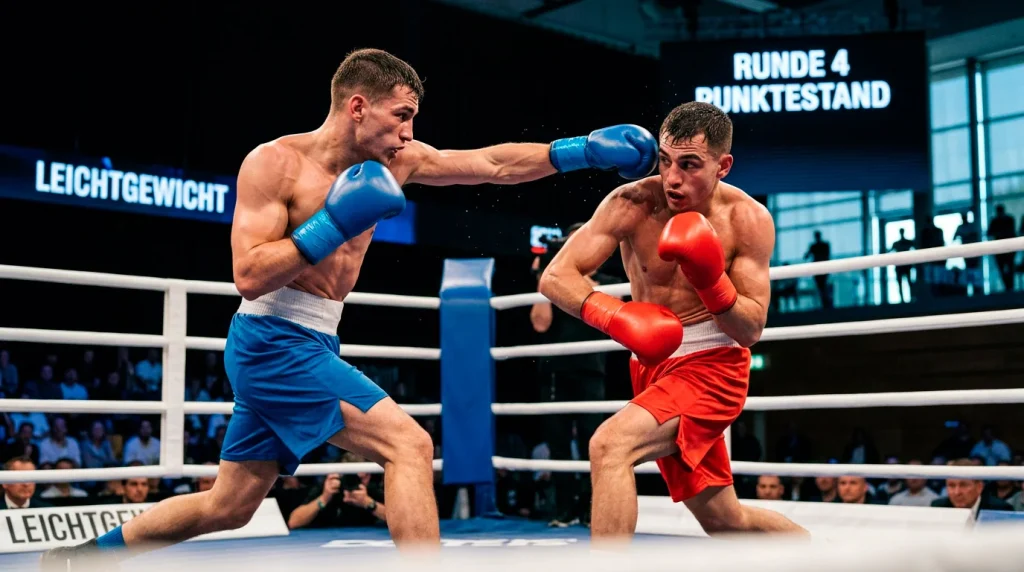 Leichtgewichtsboxer in technischem Schlagabtausch