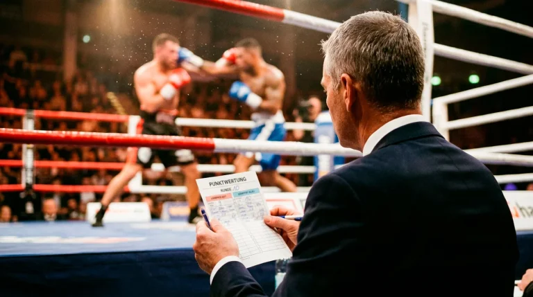 Punktrichter am Boxring bewertet Kampf