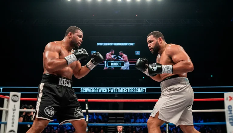 Zwei Schwergewichtsboxer im Ring beim Kampf
