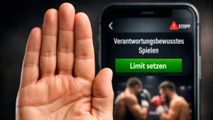 Hand die einen Stopp-Geste zeigt vor einem Wettbildschirm